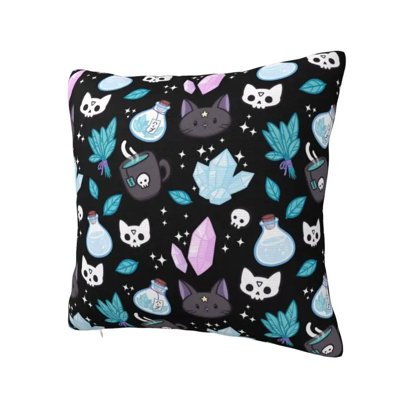 Custom Herb Witch Luxury Pillow Cover Living Room Decoration Halloween Witchy Spooky Cat Cushions for Sofa