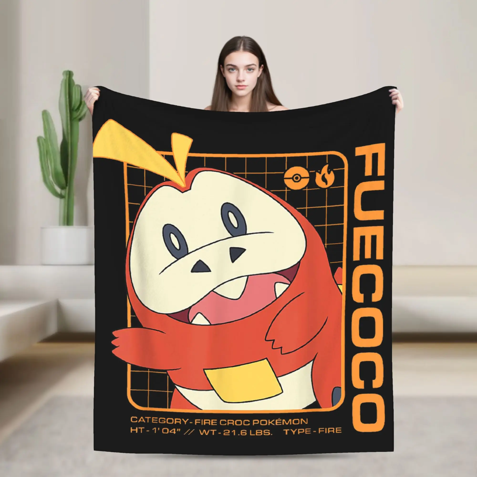 pokemoned-fuecoco-stats-cobertor-de-malha-fuzzy-throw-blanket-aviao-decoracao-de-viagem-ultra-macio-colcha-quente