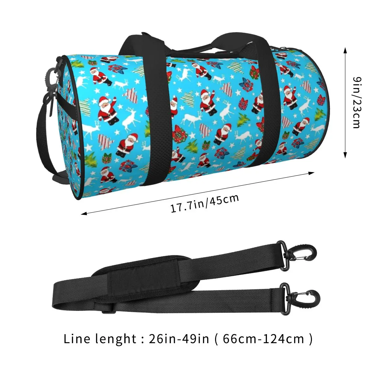 Tas Gym natal Santa Ice Blue, tas olahraga kapasitas besar Pria Wanita pola luar ruangan, tas tangan Retro, tas kebugaran