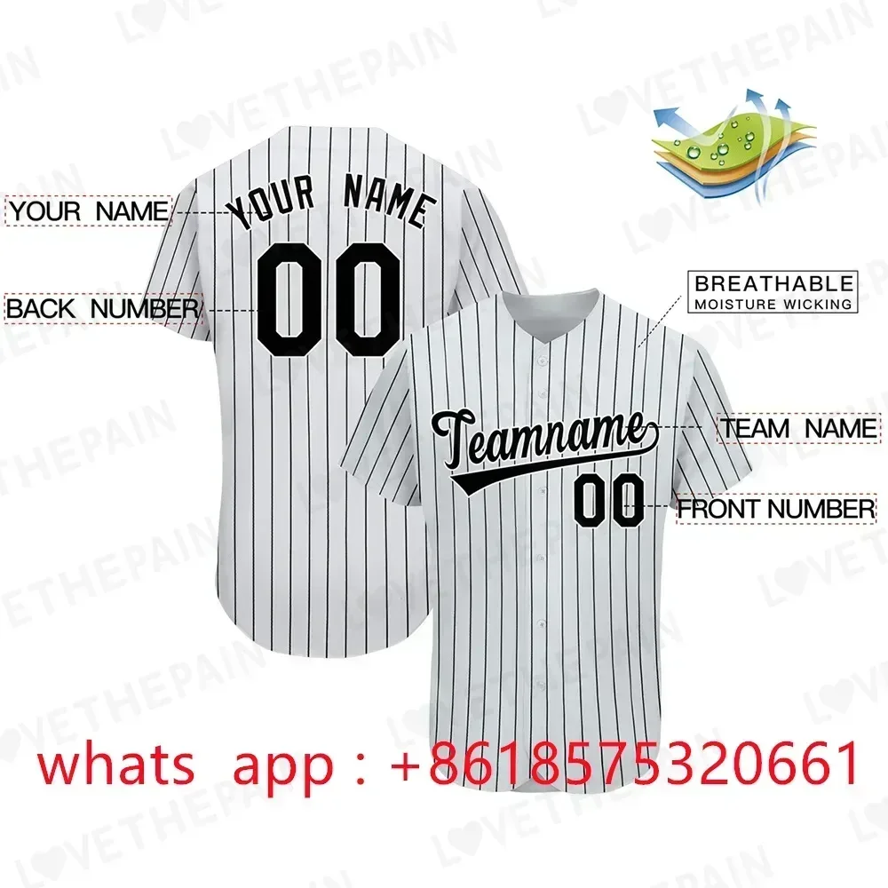 Customizable Baseball Jersey Team Shirt Print Team Personal Name Number Stripe Hip Hop Sportswear Baseball T-shirt Men/Women/Kid