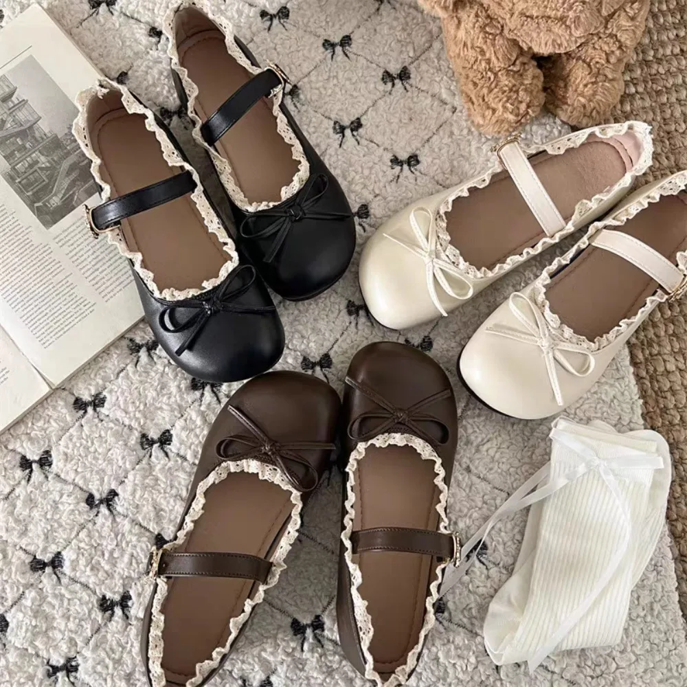 المرأة موضة حذا فردي للسيدات ربيع جديد جولة رئيس الفم الضحلة فراشة عقدة مشبك معدني لينة وحيد عدم الانزلاق حذاء مسطح