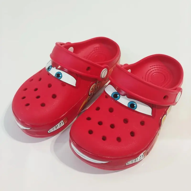 Disney Lightninged Mcqueens Pixar Cartoon Solid Waterproof Slippers Fit Ages 0-8 Children Outdoor Sandals Breathable EVA Shoes