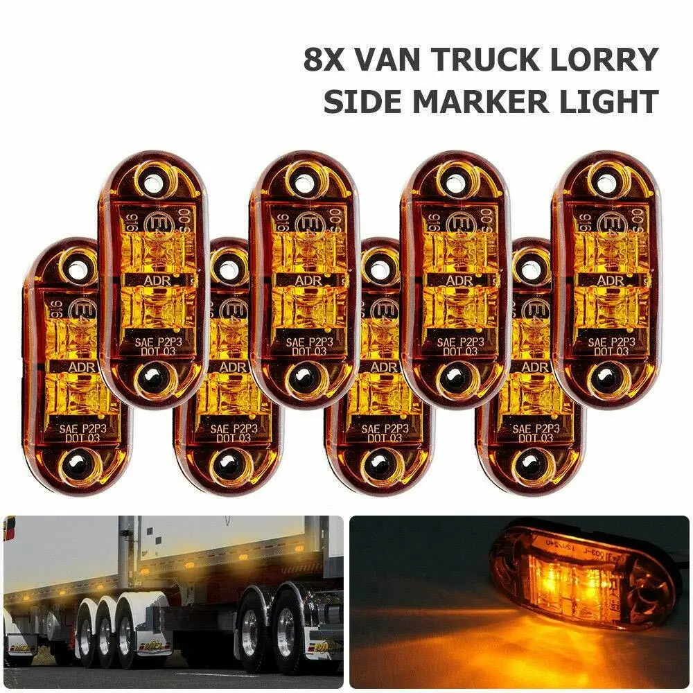 12V/24V 4/8 Pcs Car Side Marker Lights Indicator Turn Signal Lamp Universal for Car Trailer Truck Lorry