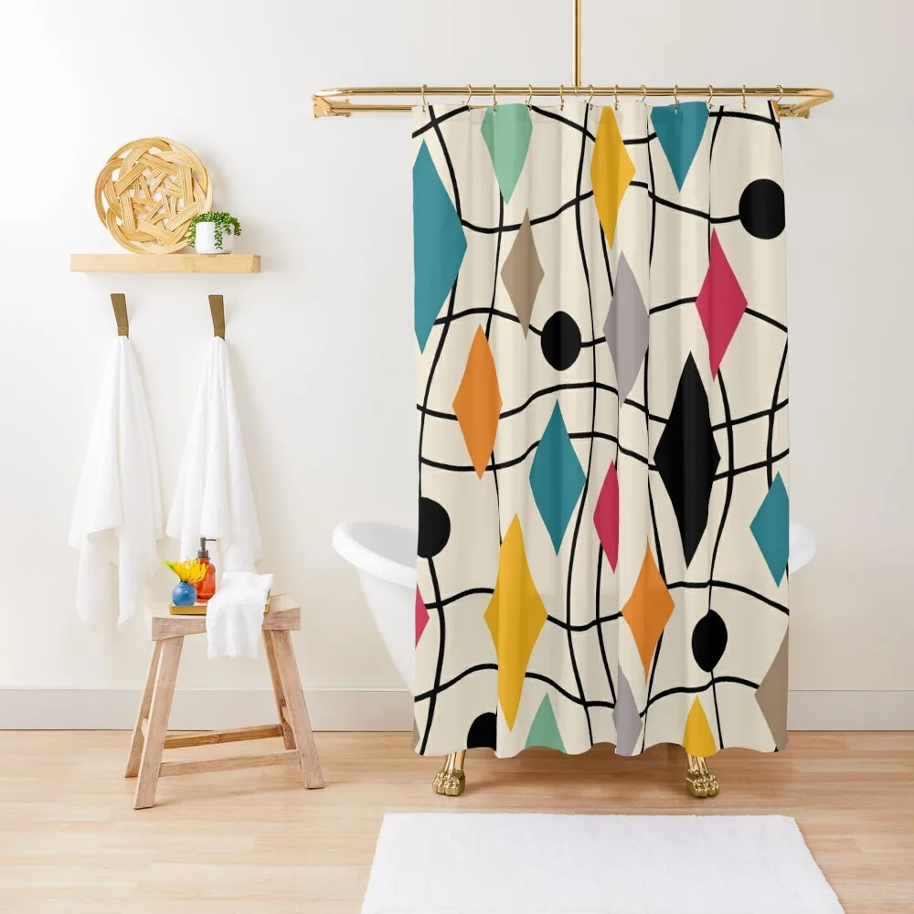 

Colorful Mid Century Modern Geometric Abstract 546 Shower Curtain Shower Bath Bathroom Shower Curtain