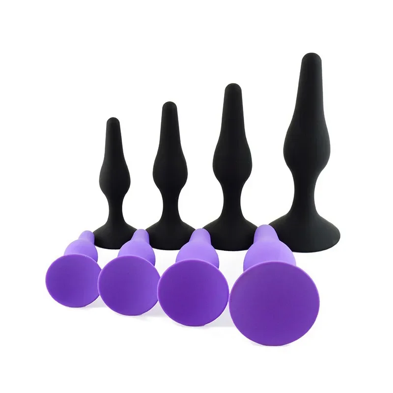 Butt Plugs Trainer 4 Piece Set Silicone Anal Plugs Beginners Starter Set for Women and Men Soft Silicone Plugs Toys Trainer