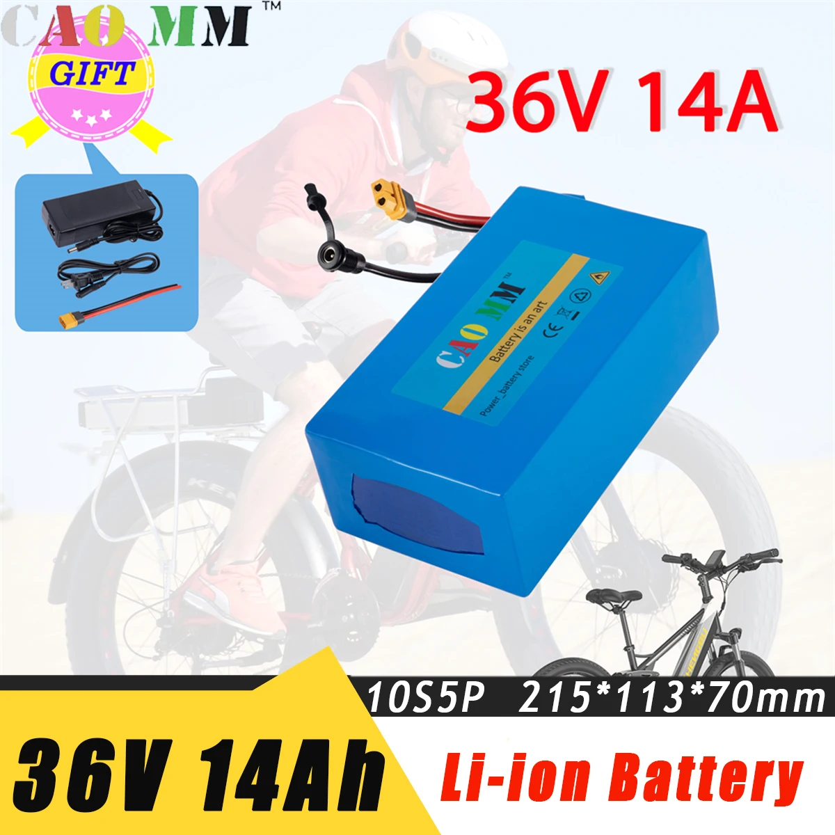 

36V 14Ah Tesla 18650 Battery Cell Pack 30A BMS 10S5P Lithium Li-ion for Electric Scooter Bicycle 42V 2A Charger Conversion Kit