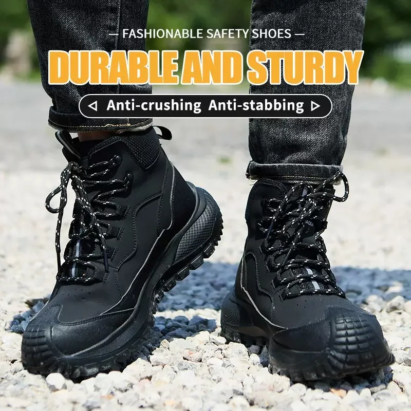 Men's Outdoor Safety Shoes: Durable, Slip-Resistant, Steel-Toe Work Shoes with Impact and Puncture Resistance