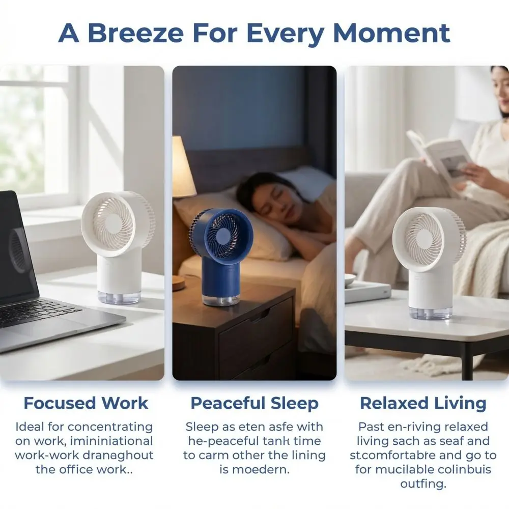 400ml Capacity Water Cooling Desk Fan 3 Speed Selection Gentle Operation Portable Electric Fan USB Type C Charging
