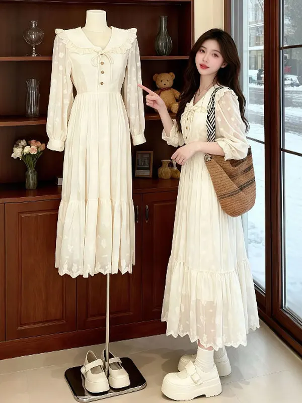 

Элегантное длинное платье с эффектом похудения и утягивания талии, V-образным вырезом, из смесового хлопка, для осени