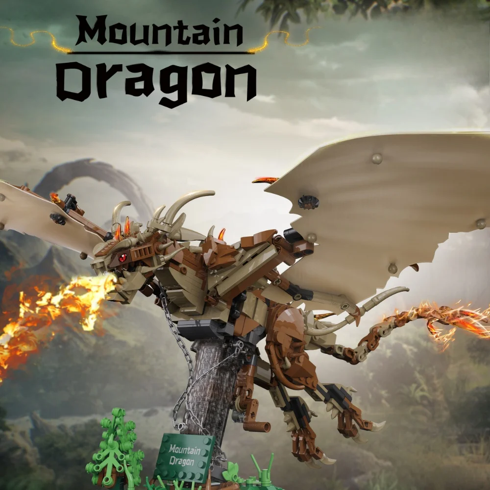 

Green dragon magic dragon flying dragon model building block kit, DIY desktop decoration, holiday birthday gift essential