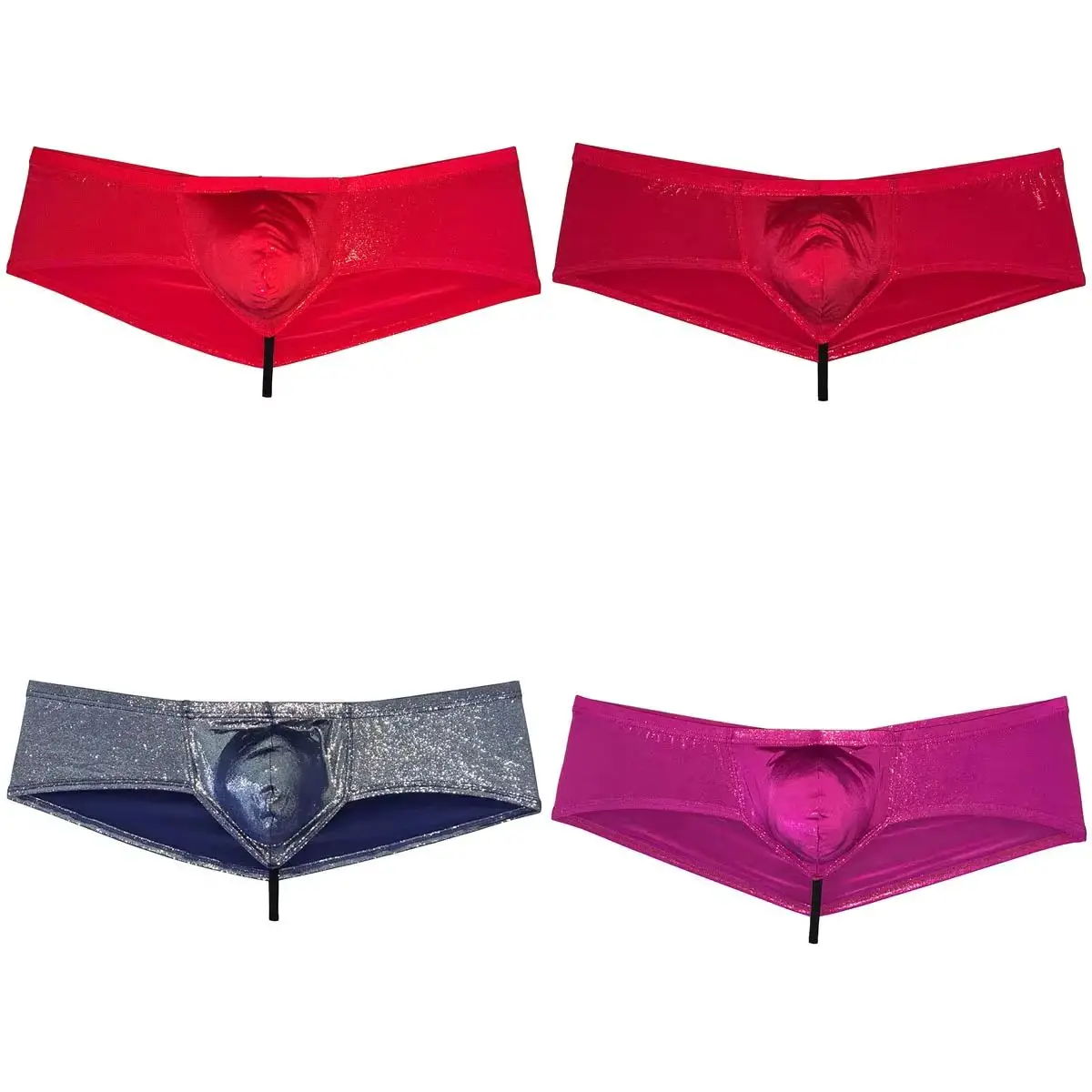 

Мужские блестящие трусы-боксеры с низкой посадкой, бразильские шорты-бикини с эффектом пуш-ап, для пляжа и вечеринок