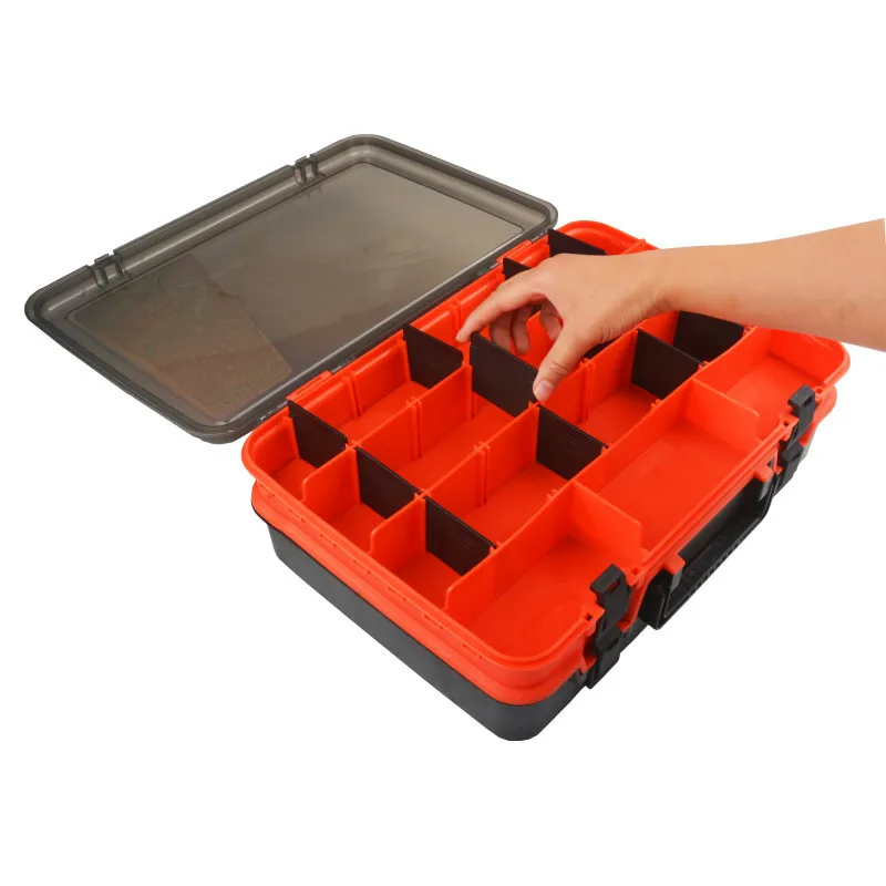 Large Handheld Lure Tackle Box, Double‑Sided Double‑Layer & Single‑Layer Bait Storage Case for Fishing Accessories