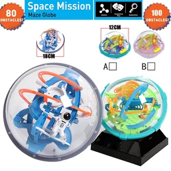 Nowa magia 3D Space Mission Maze Globe Puzzle intelekt Ball 80-100 przeszkody interaktywna łamigłówka edukacyjna dla dzieci