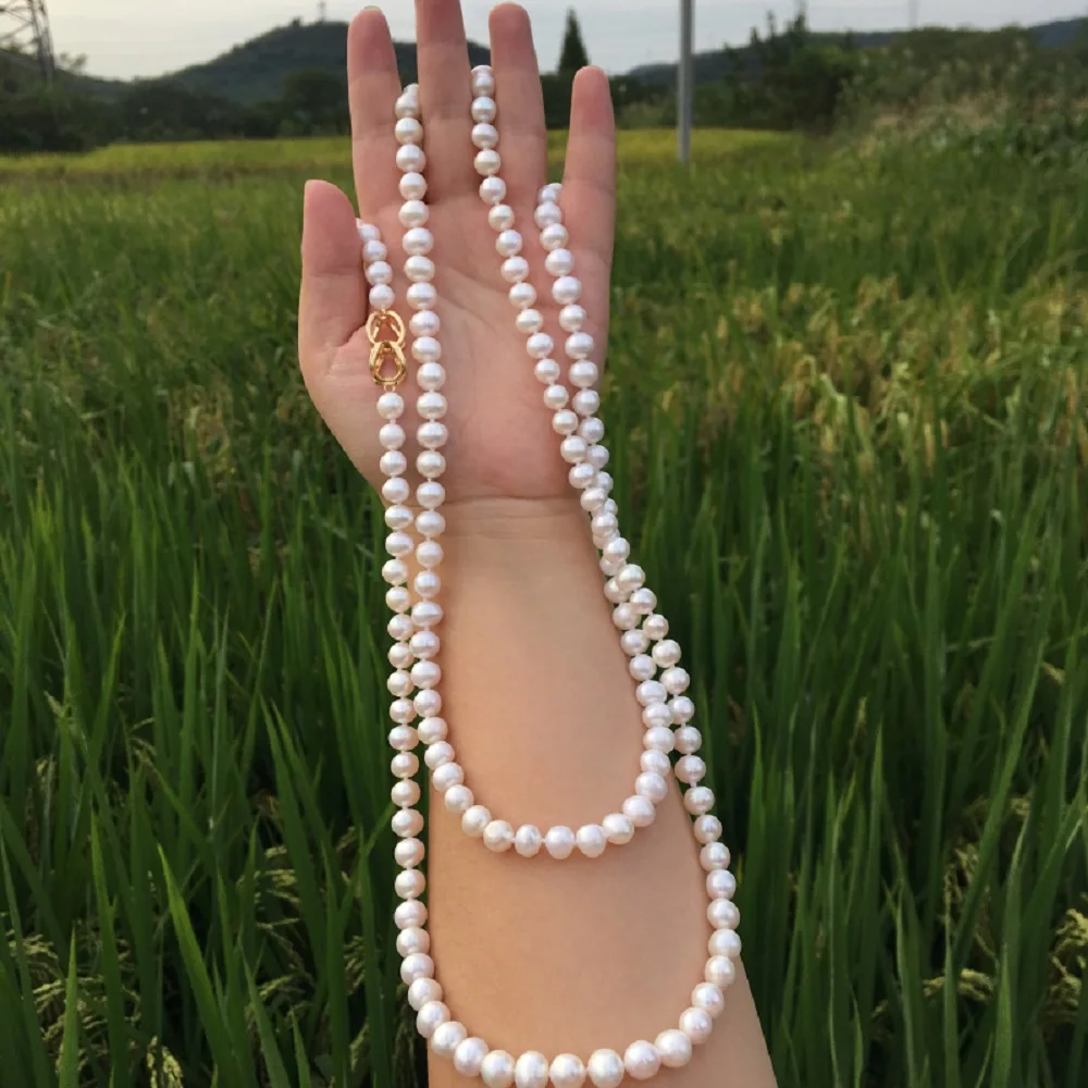 

Elegant and exquisite AAAA7-8mm natural Japanese round pearl necklace 925s 16-36inch free delivery