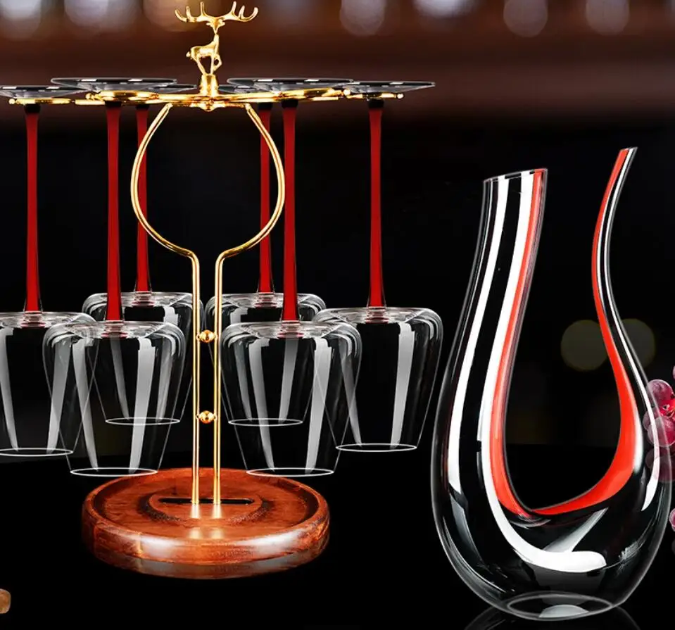 Lead-free Crystal Glass Wine Set High-footed and Decanter Wedding Gift Family Party Champagne Brandy