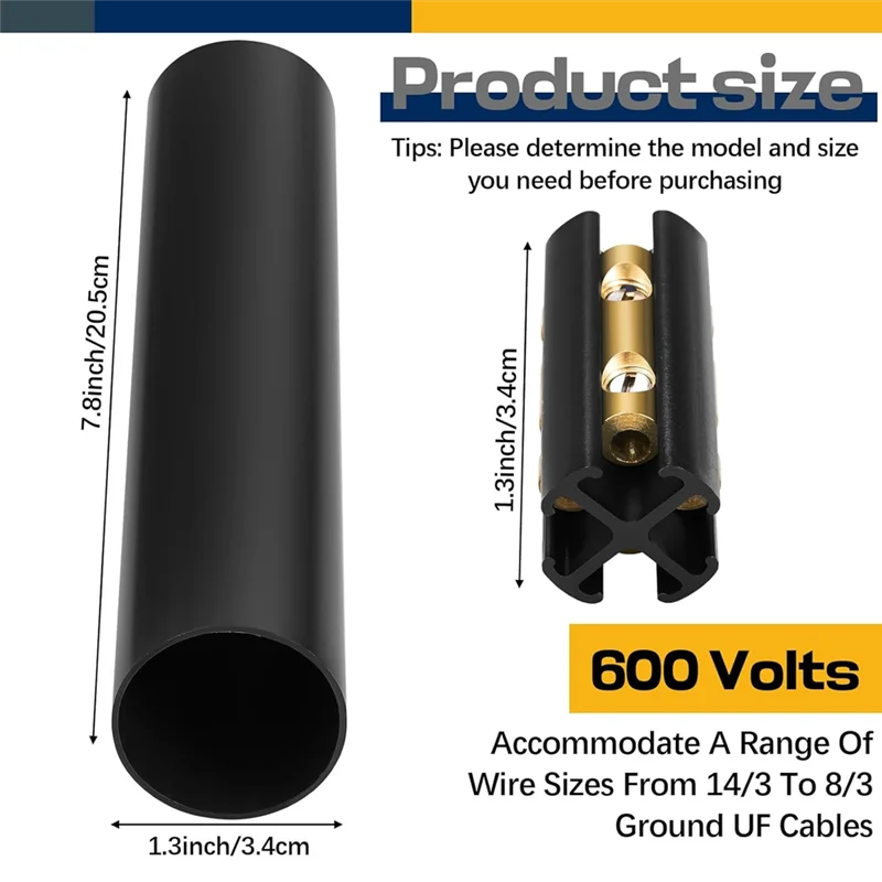 MAKE-Wire スプライシングキット 2セット 14/3～8/3範囲対応 直埋UFワイヤスプライスコネクタと熱収縮チューブ 電気配線用