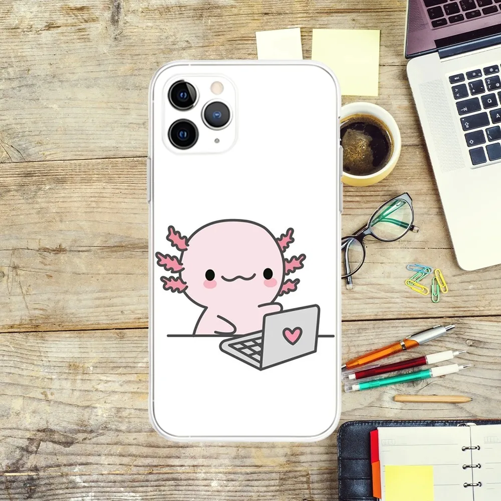 Cartoon Cute Axolotl Phone Case For iPhone Apple 15,14,13,12,Mini,11,Pro,Max,Plus,X,XR,XS,8,SE,2020,Plus Transparent Cover