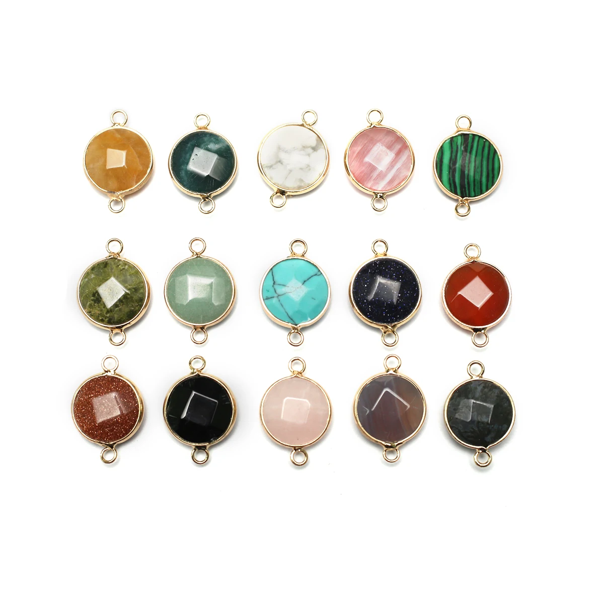 

3/5/10pcs Natural Stone Connectors Random Color Round Charms for DIY Women Men Necklace Bracelets Jewelry Making Accessories