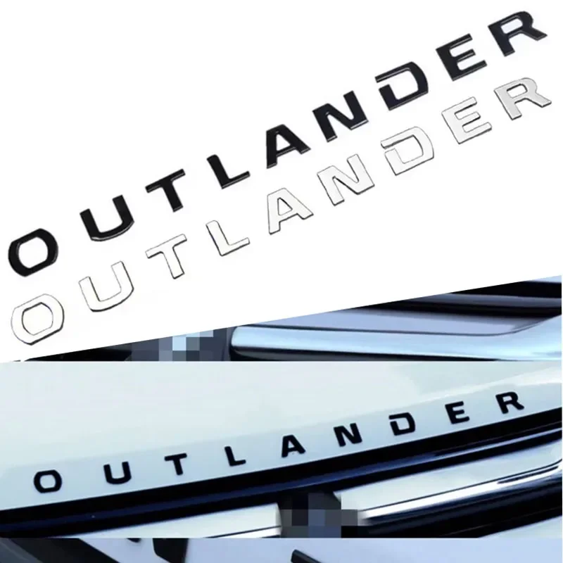 1Pcs New 3D ABS OUTLANDER Car Letter Front Head Hood Bonnet Grill Decals Emblem Badge Sticker Decal Styling Accessories