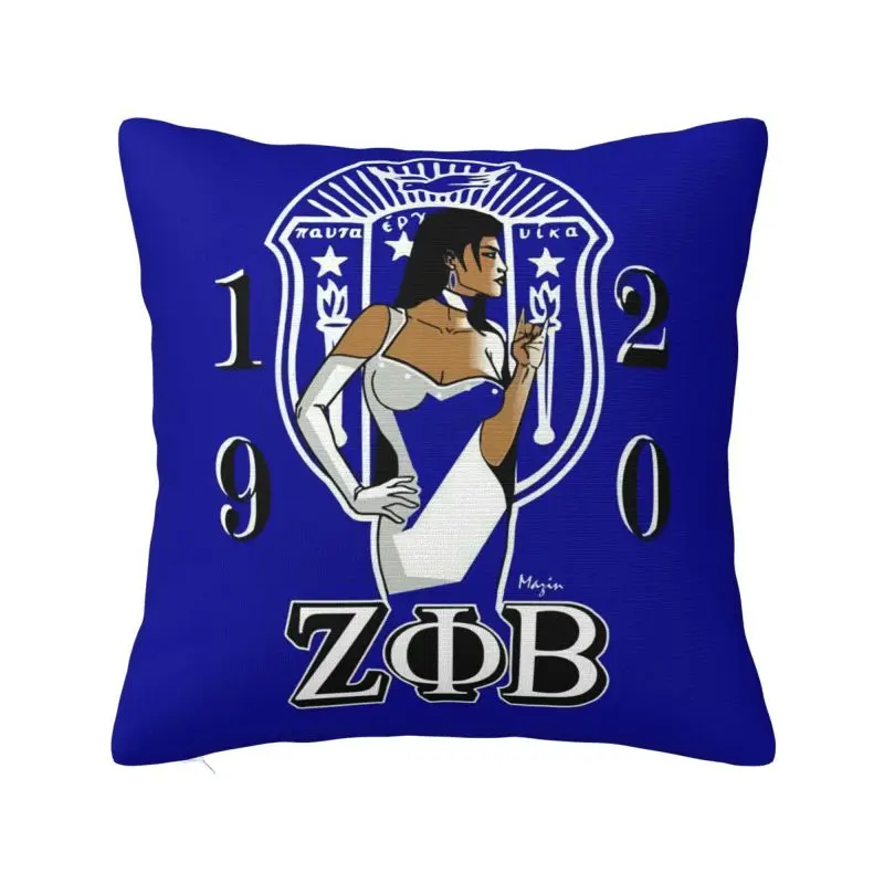 Custom Zeta Phi Beta ZOB Square Pillow Cover Decoration 3D Two Side Printed Greek Letter 1920 Cushion Cover for Sofa