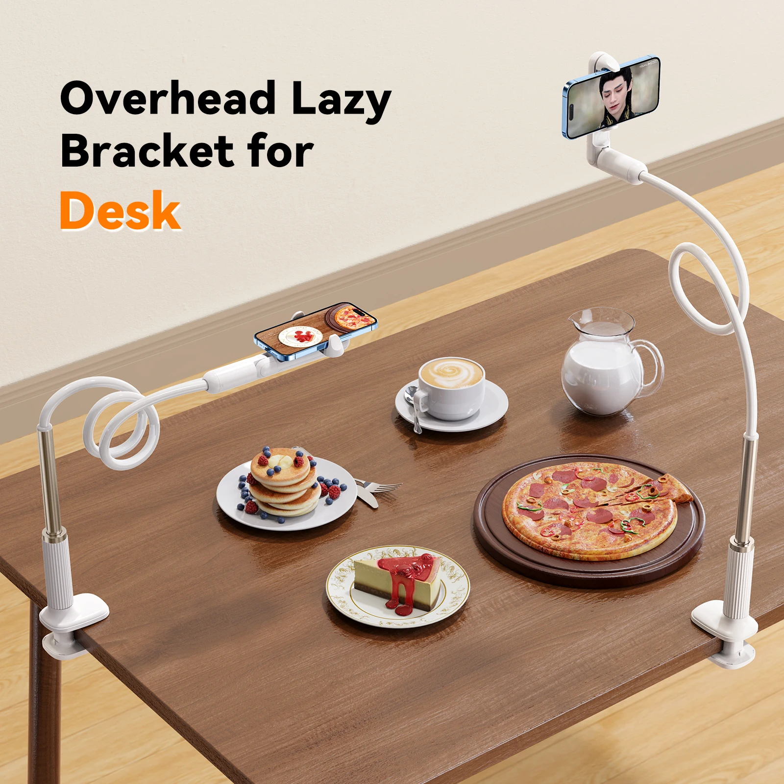 Dudukan Ponsel Leher Angsa Eary untuk Tempat Tidur Braket Malas Dudukan Fleksibel Lengan Panjang Dapat Disesuaikan untuk Meja Ponsel Kickstand Universal