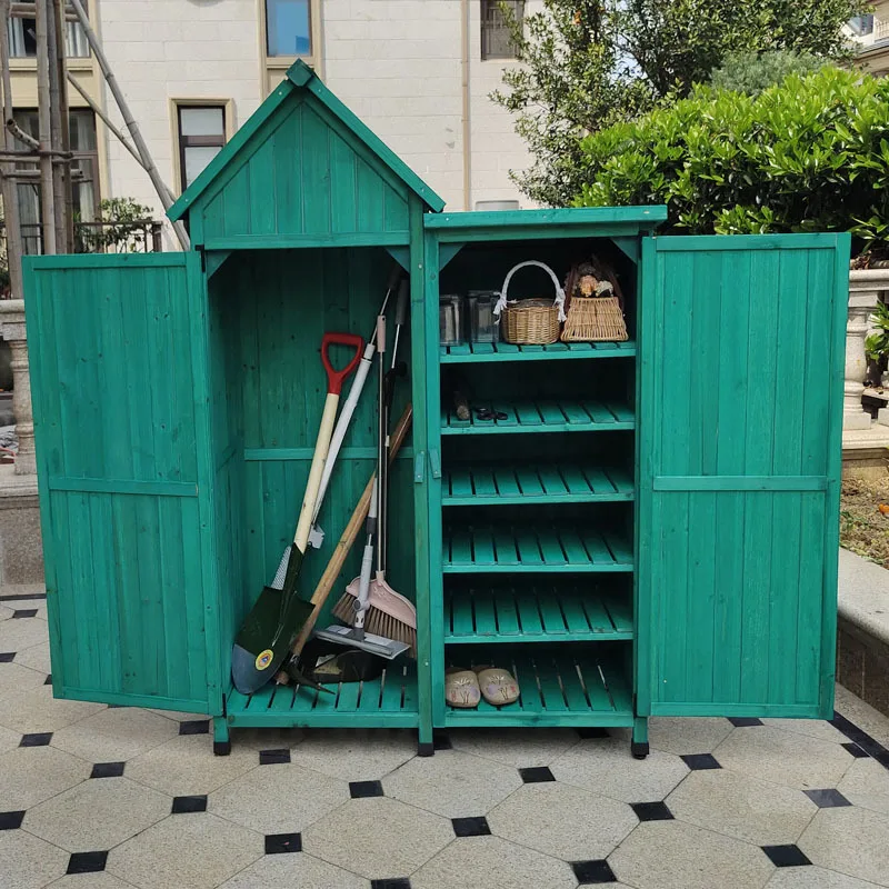Outdoor wooden locker, gardening cabinet, courtyard garden large storage cabinet, storage box, rain and sun protectio