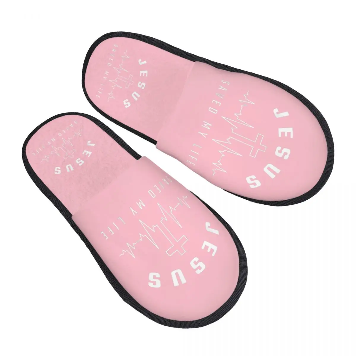 Custom Jesus Saved My Life Guest Slippers for Bathroom Women Christian Religious Faith House Slipper