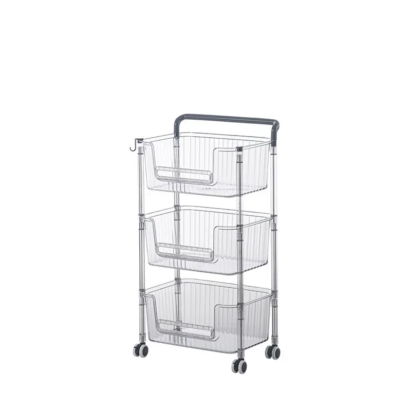 Multifunctional Plastic Storage Cart on Wheels Kitchen Organizer Mobile Living Room Sundries Basket Efficient Home Organization