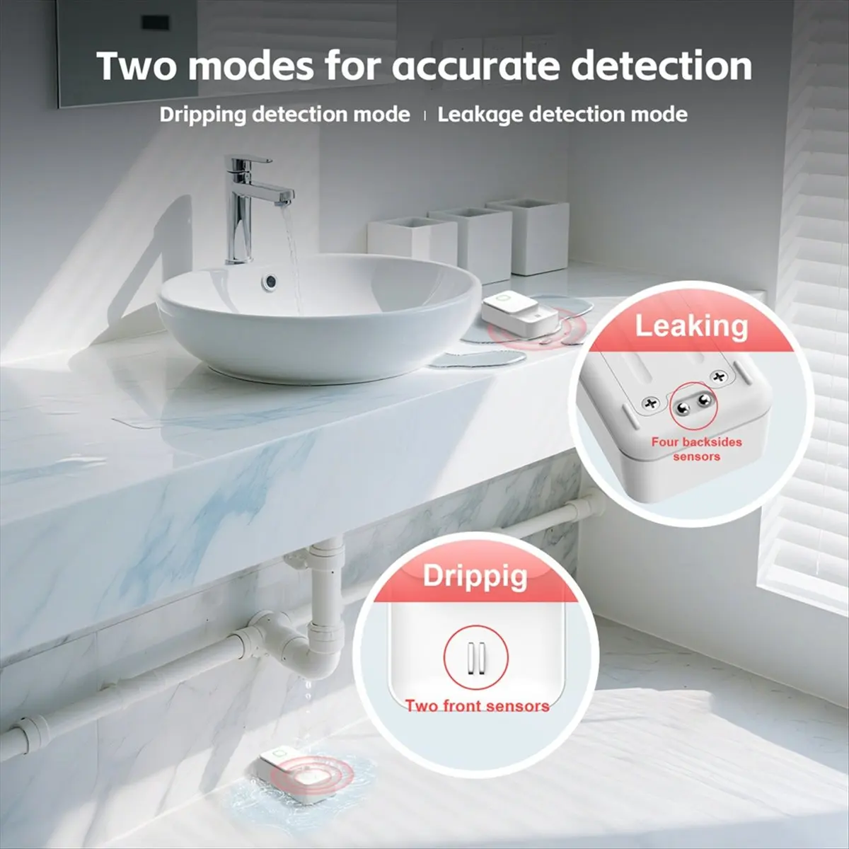 Punctual- Tuya WiFi Smart Water Leak Sensor 90dB Leak Alarm Dual-Sided Water Level Sensor Remote Monitor Smart Home