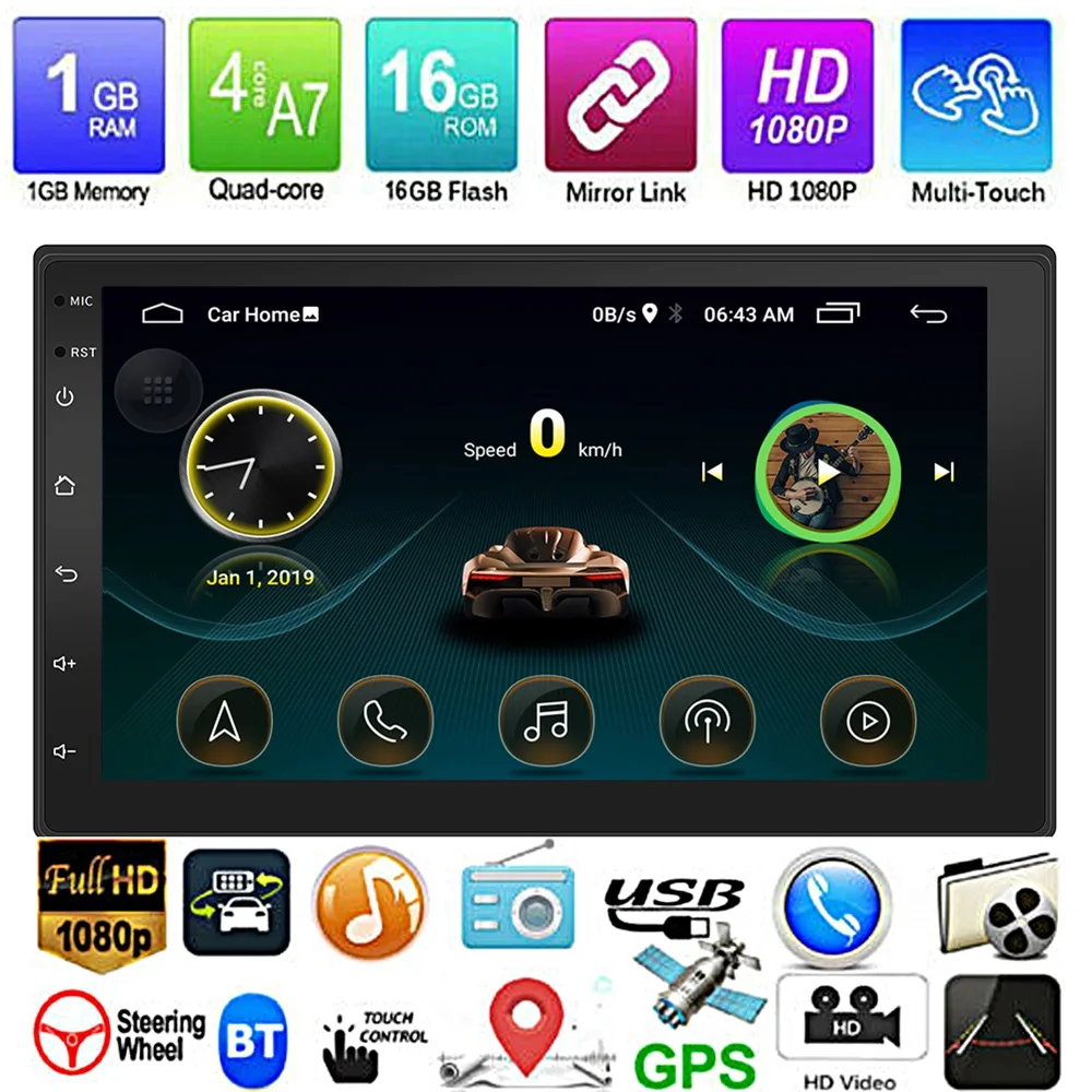 

New Android 8.1 GPS Navigation WiFi 7 Inch 2Din Quad Core Car Stereo MP5 FM Player 9999(South America