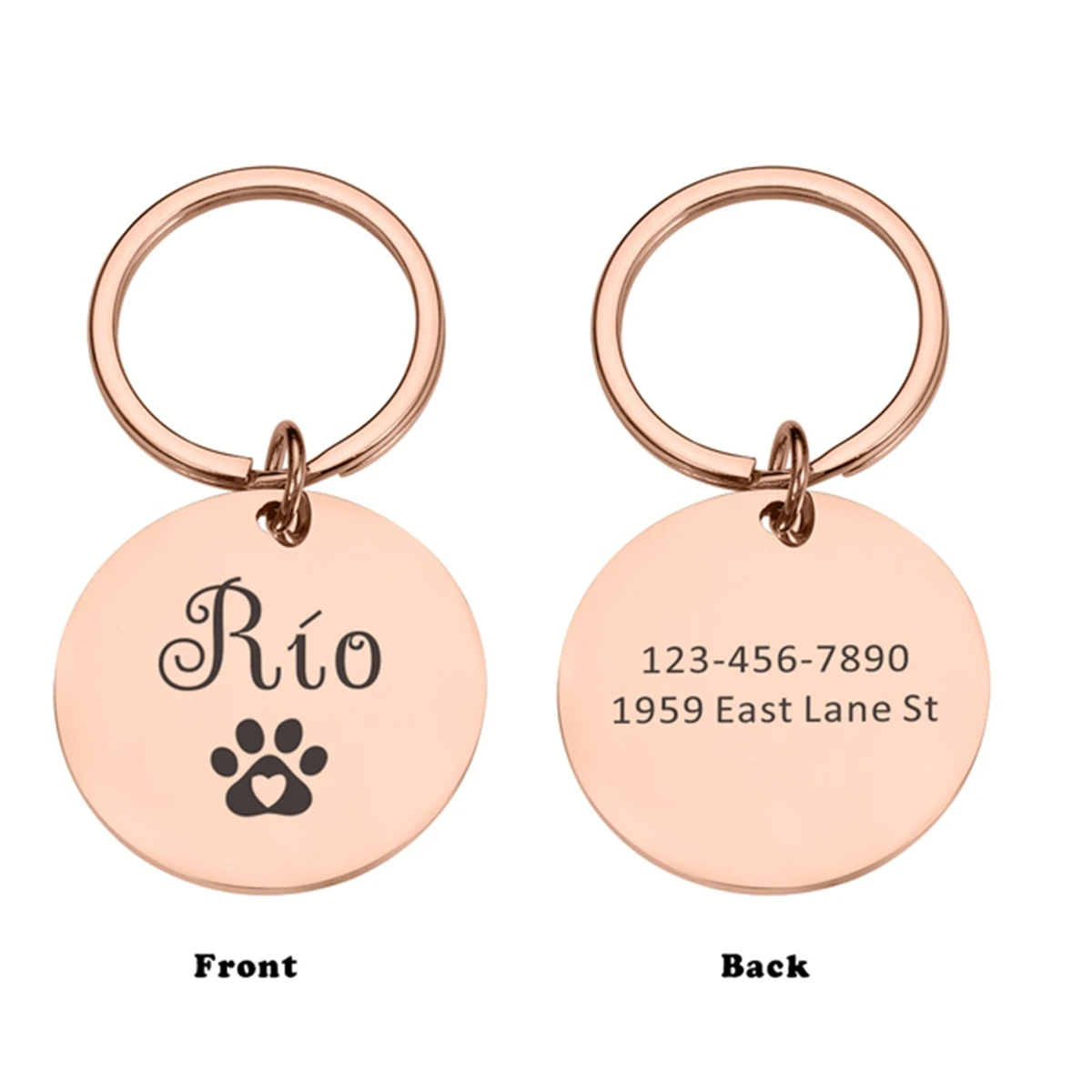 1 قطعة اسم شخصي دائم الكلب باو يطبع النقش بالليزر لوحة اسم الحيوانات الأليفة معرف الحيوانات الأليفة اسم طوق العلامة للحيوانات الأليفة