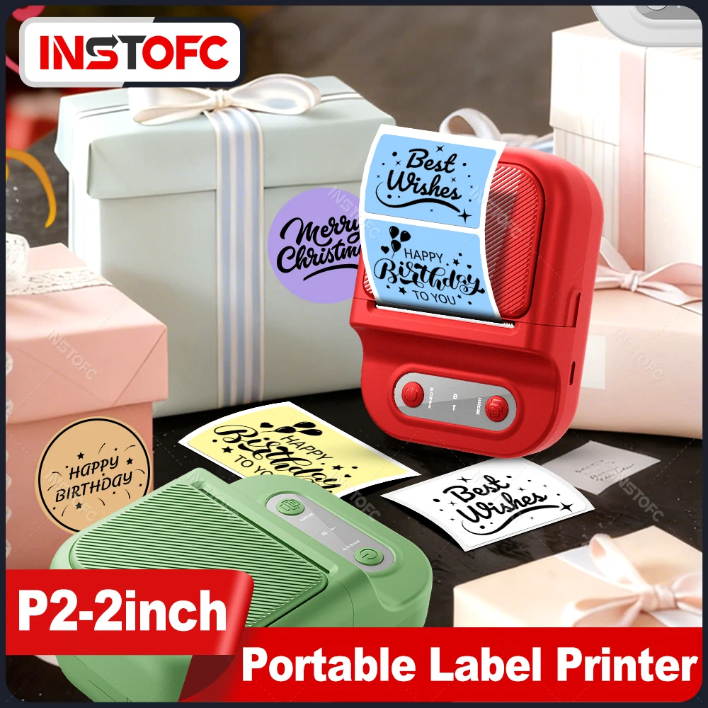 

12-58MM Label Printer P21 Wireless Bluetooth Sticker Maker Thermal Portable Pocket Inkless Print Device with Color Paper Roll
