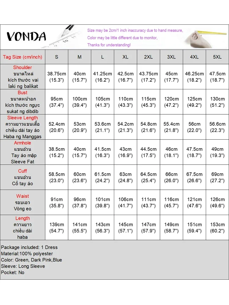 VONDA Women Bohemian Maxi Dresses Fashion Vintage Floral Print Long Vestidos 2025 Autumn Casual Holiday Party Robe Plus Size 5XL