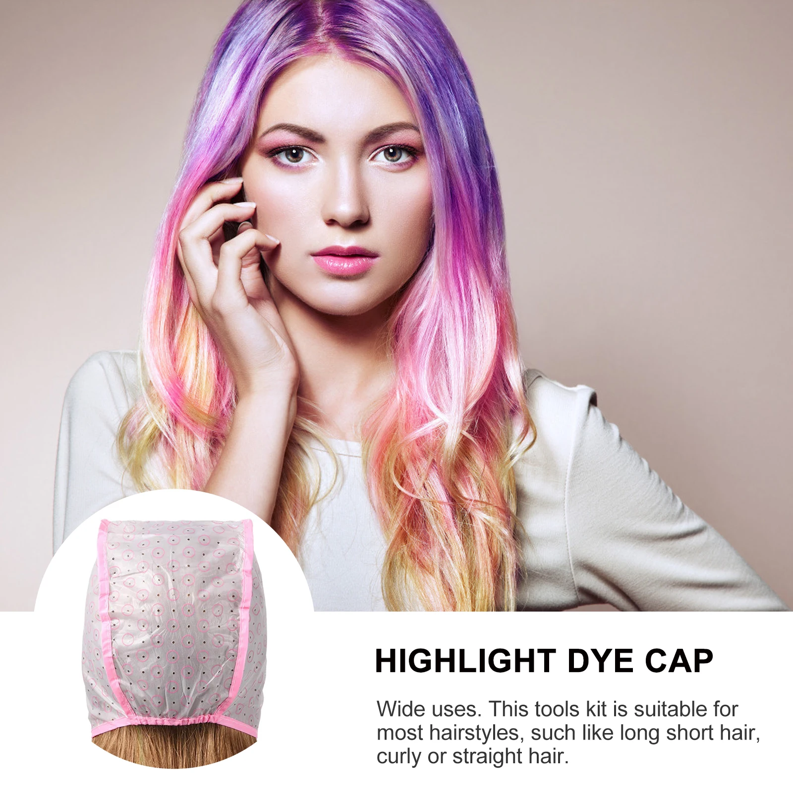 

Hair Highlight Cap Crochet Tool Kit Pink Coloring Hat Styling Home DIY Salon Dyeing Safe Durable Long Lasting Hair Treatment