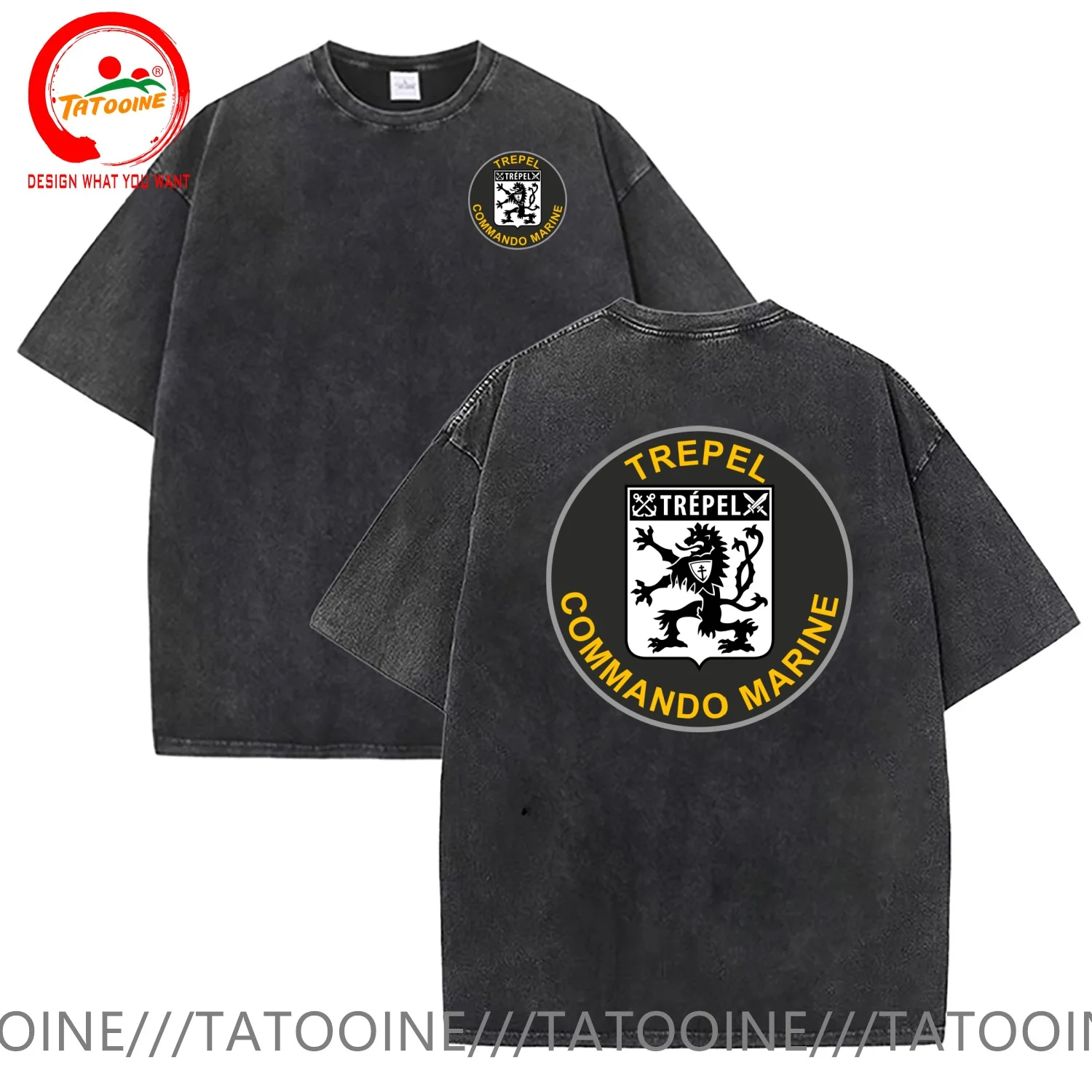 French Navy Commando Marine Trepel T Shirt Men Vintage Washed Cotton T-Shirt Stylish Clothing Tops Tee Shirt Leisure Tshirt Men'