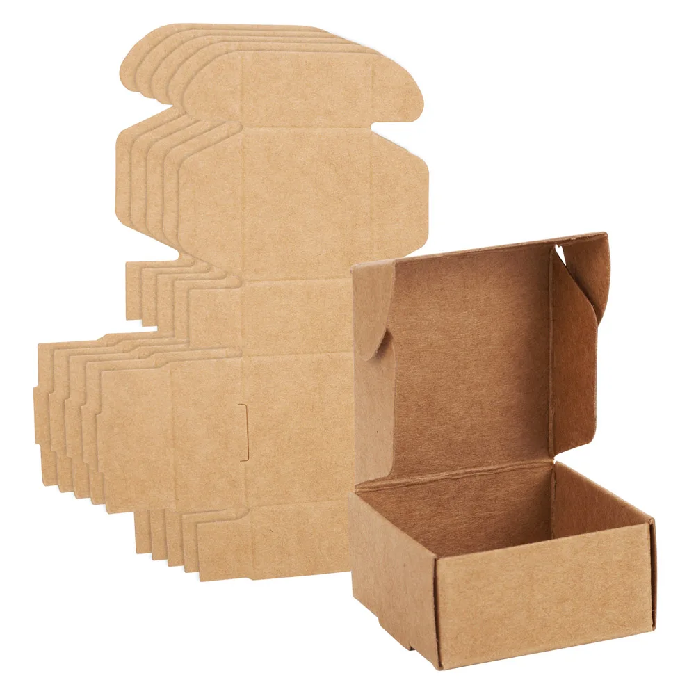 50pcs Square Paper Folding Box Corrugated Board Packaging Boxes for Jewelry Storage Gift Box 4.1x3.8x2cm