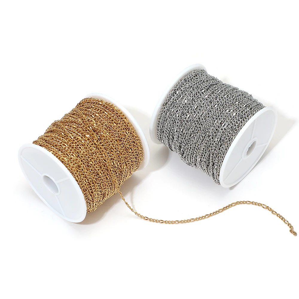 2 Meter Edelstahl 3:1 Curb-Link-Kette, gedrehte Kette für DIY Hip-Hop-Schmuck, Halsketten, Armbänder, Ohrringe und Accessoires – Detail 4