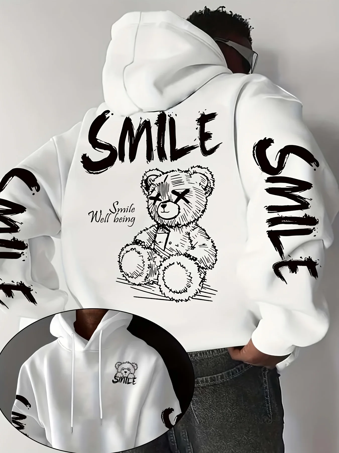 New model: men’s hooded long-sleeve loose-fitting casual printed basic sweatshirt. Perfect for young people in spring, summer, a
