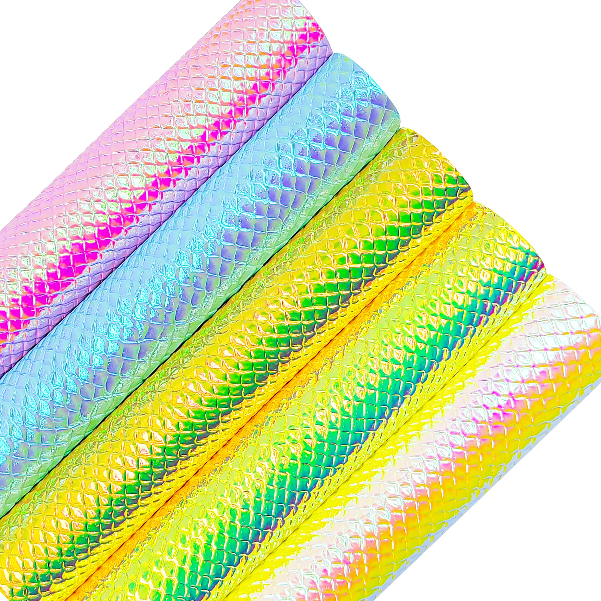 10 pcs A4 Holographic Snake Embossing PU Faux Leather Sheets, for Making DIY Crafts,Handbags Leather Earrings 20X30CM