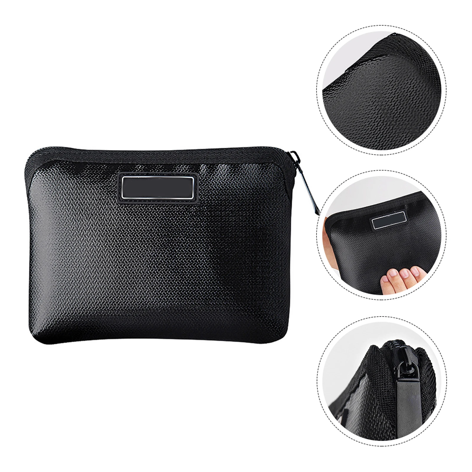 

1pc Zipper File Bags Documents Storage Case Black Explosion-proof Silicone Fiberglass Cloth Lipo Fireproof Portable