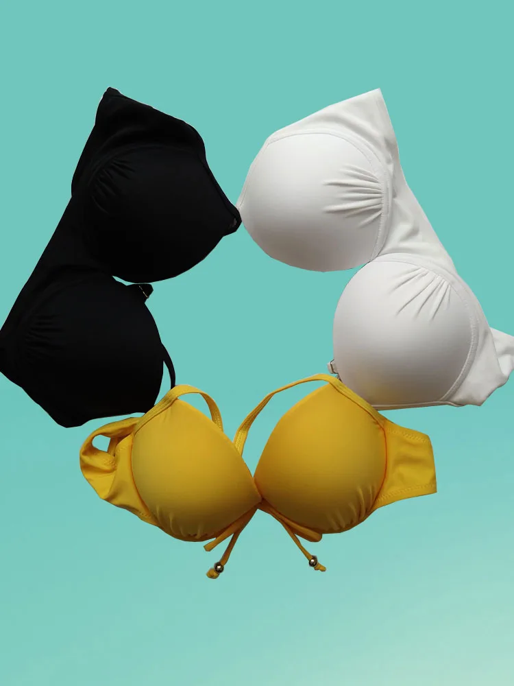 

Women's One-Piece Swimsuit with Steel Support Adjustable Straps Yellow Bla White Casual Surfing Bikini Separate Bra
