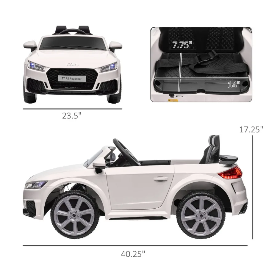 6V Electric Ride On Car Licensed Audi TT RS with Seat and Remote Control Horn Music MP3 White