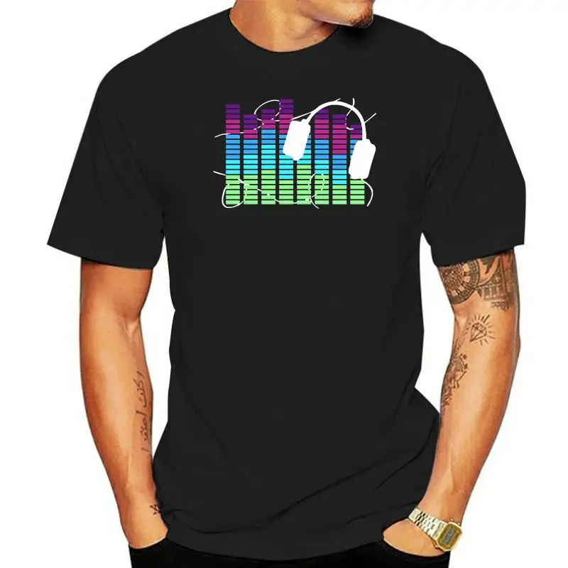 

Sound Activated LED T Shirt Light Up and down Flashing Equalizer EL T-Shirt Men dj Music short sleeve o neck black tops