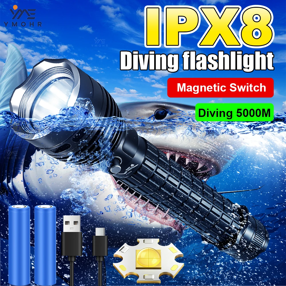 Underwater Flashlight - Водонепроницаемые фонари для дайвинга IPX8, 30