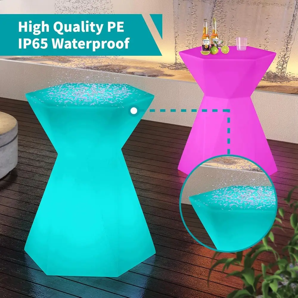Stół barowy z 30 sześciokątnymi diodami LED, 16 kolorami RGB, zmieniającymi się światłami i pilotem, do wodoodpornego oświetlenia imprez nocnych.