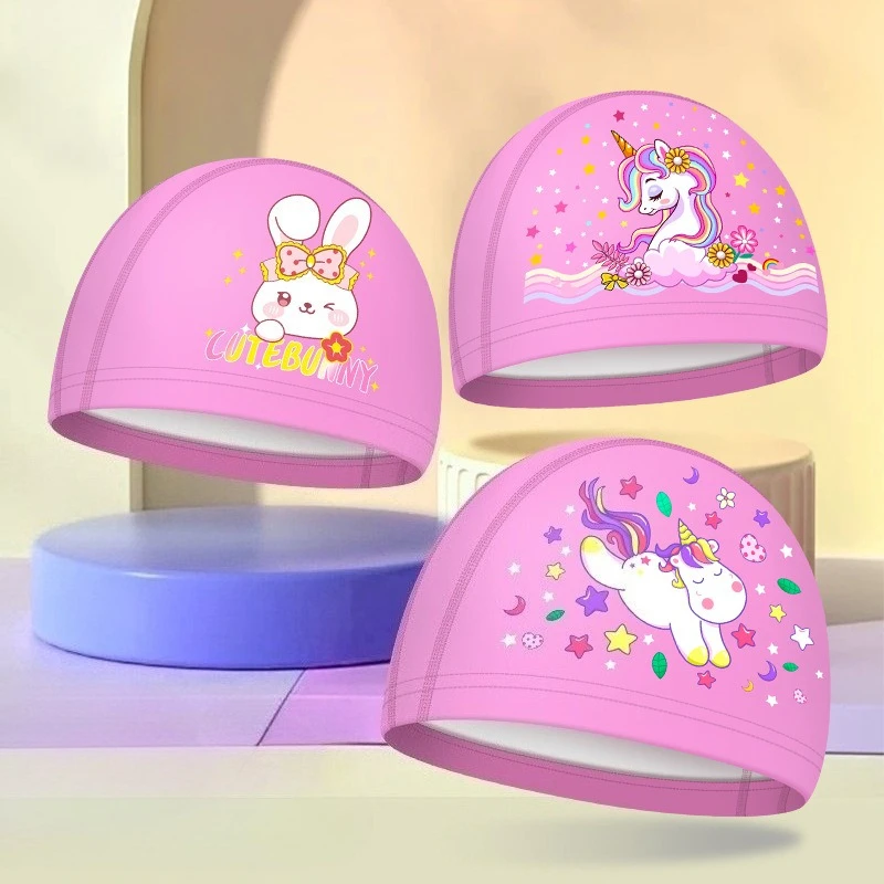 

Шапочки для плавания с героями мультфильмов, водонепроницаемая детская шапочка для плавания из искусственной ткани, защита ушей, детские милые шапочки для плавания, аксессуары для бассейна