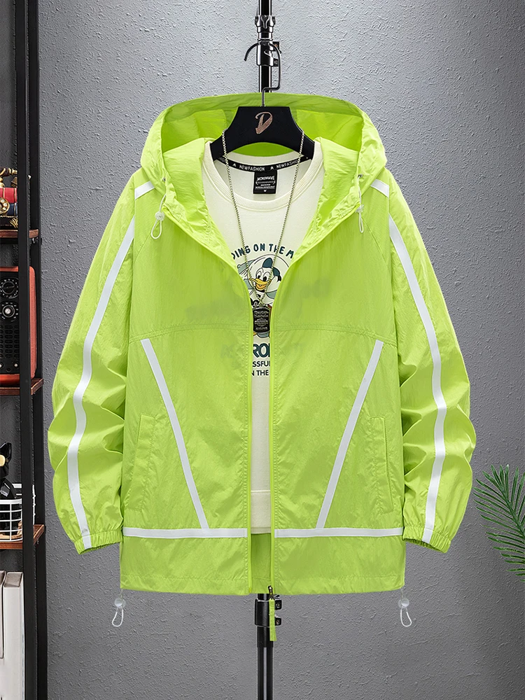 メンズ夏軽量通気性釣り日焼け防止服アイスシルク薄手コート大きいサイズウインドブレーカーファッションアウター