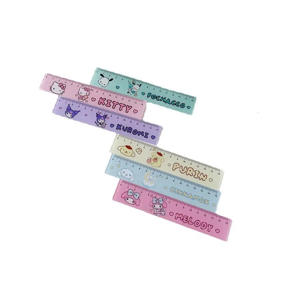 

Линейка Sanrio kawaii My Melody Kuromi Cinnamoroll, новая пластиковая линейка для рисования в японском стиле, канцелярские принадлежности, подарок для студентов.
