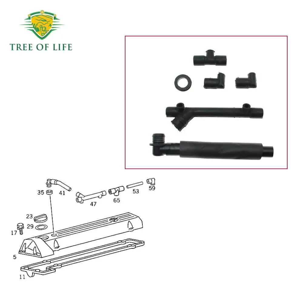 Manguera de ventilación en la parte superior delantera de la cabeza del cilindro para Mercedes Benz OM601, OM602, OM603, OM606, motores A6010160481,