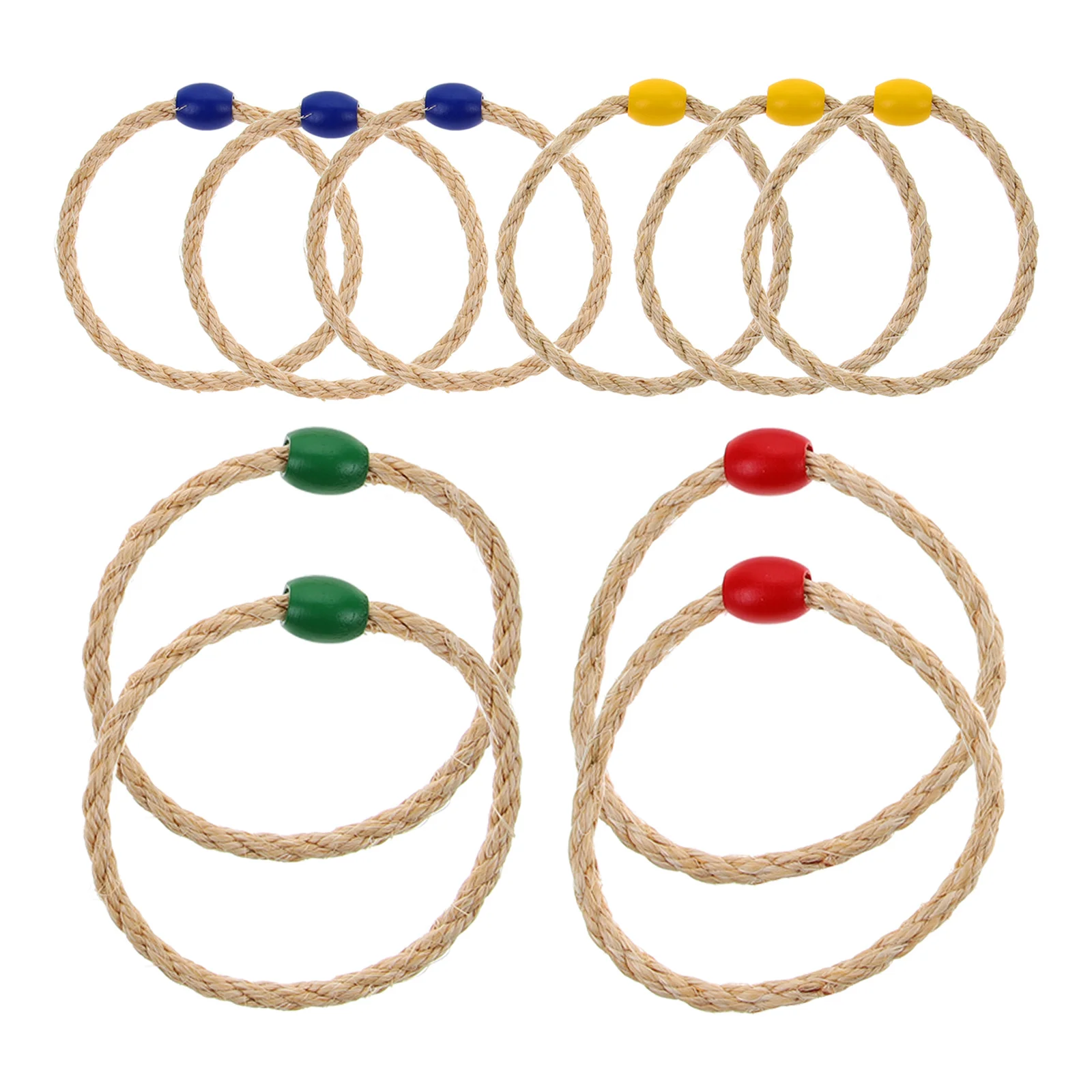 

10 PCS Natural Rope Ferrule Durable Ring Toss Game Kids Outdoor Wooden Set Throwing Toy Toys Parent-child Interactive